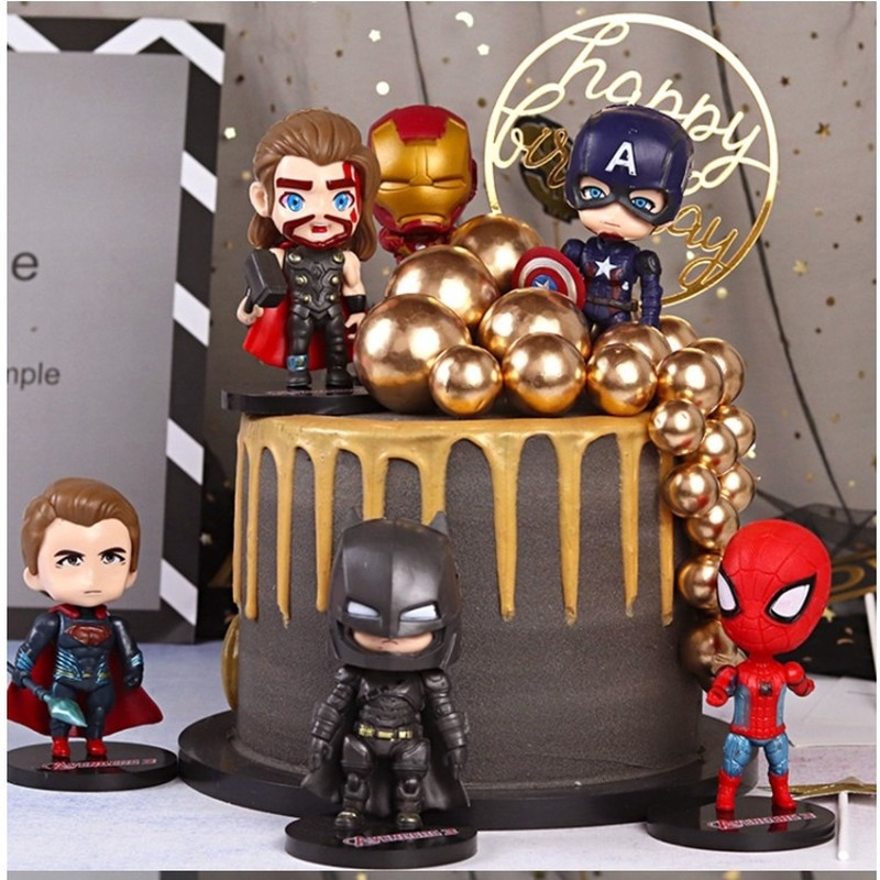 Mô hình mô phỏng nhân vật siêu anh hùng Marvel Avengers trang trí bánh kem/dành tặng cho trẻ em