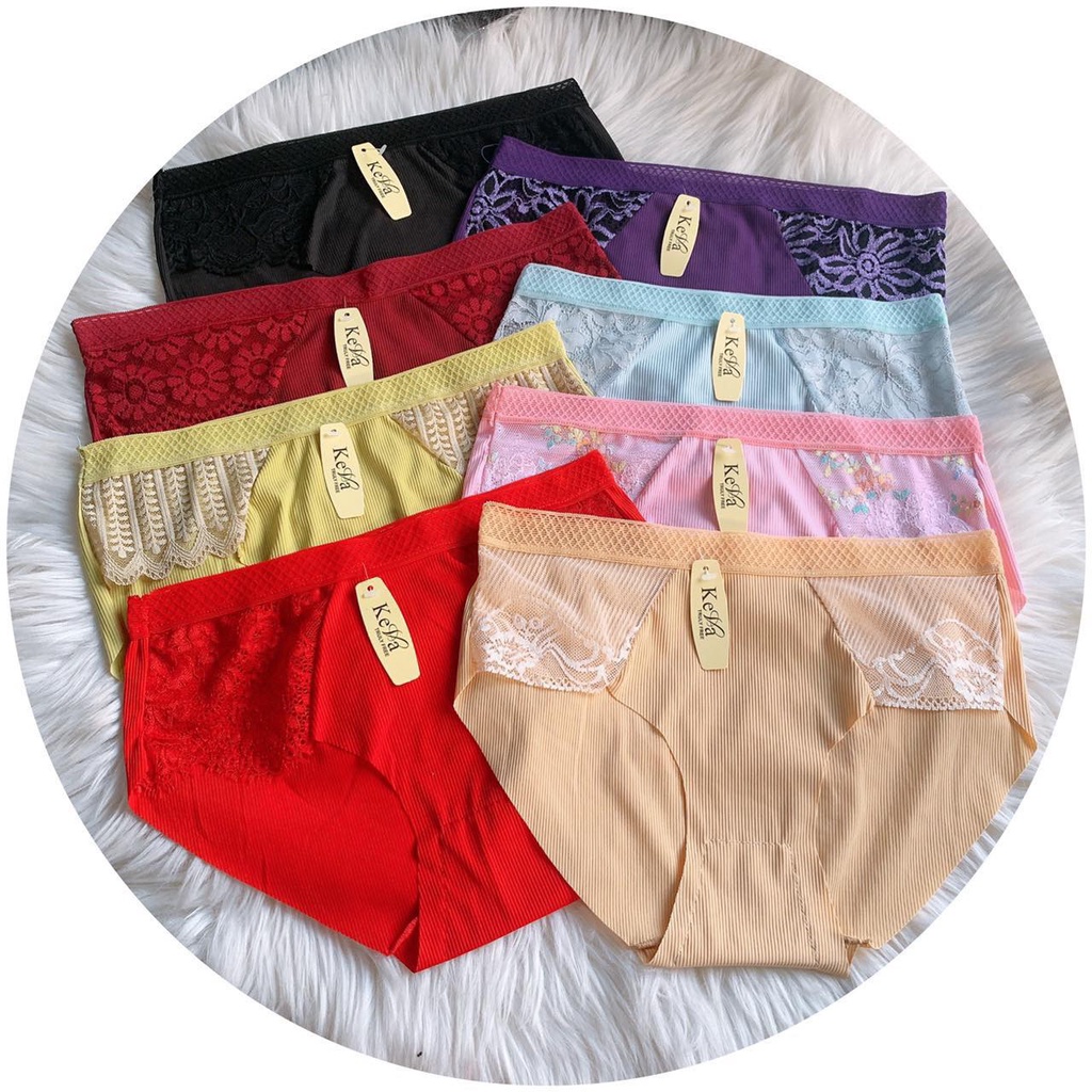 combo 05cquần lót nữ su tăm không viền phối ren thoáng mát kháng khuẩn