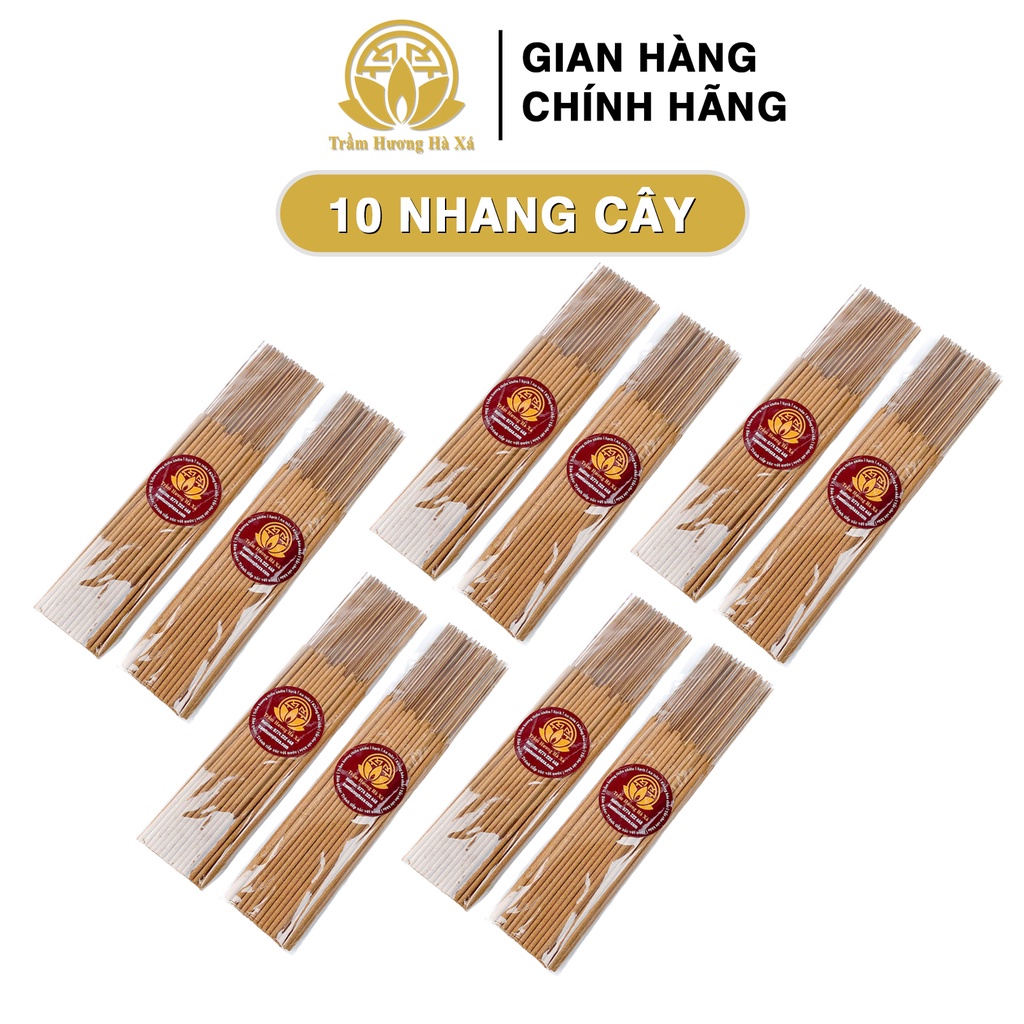 Bộ 10 nhang cây Trầm Hương Hà Xá xông nhà 100g x 10 đồ thờ cúng phong thủy