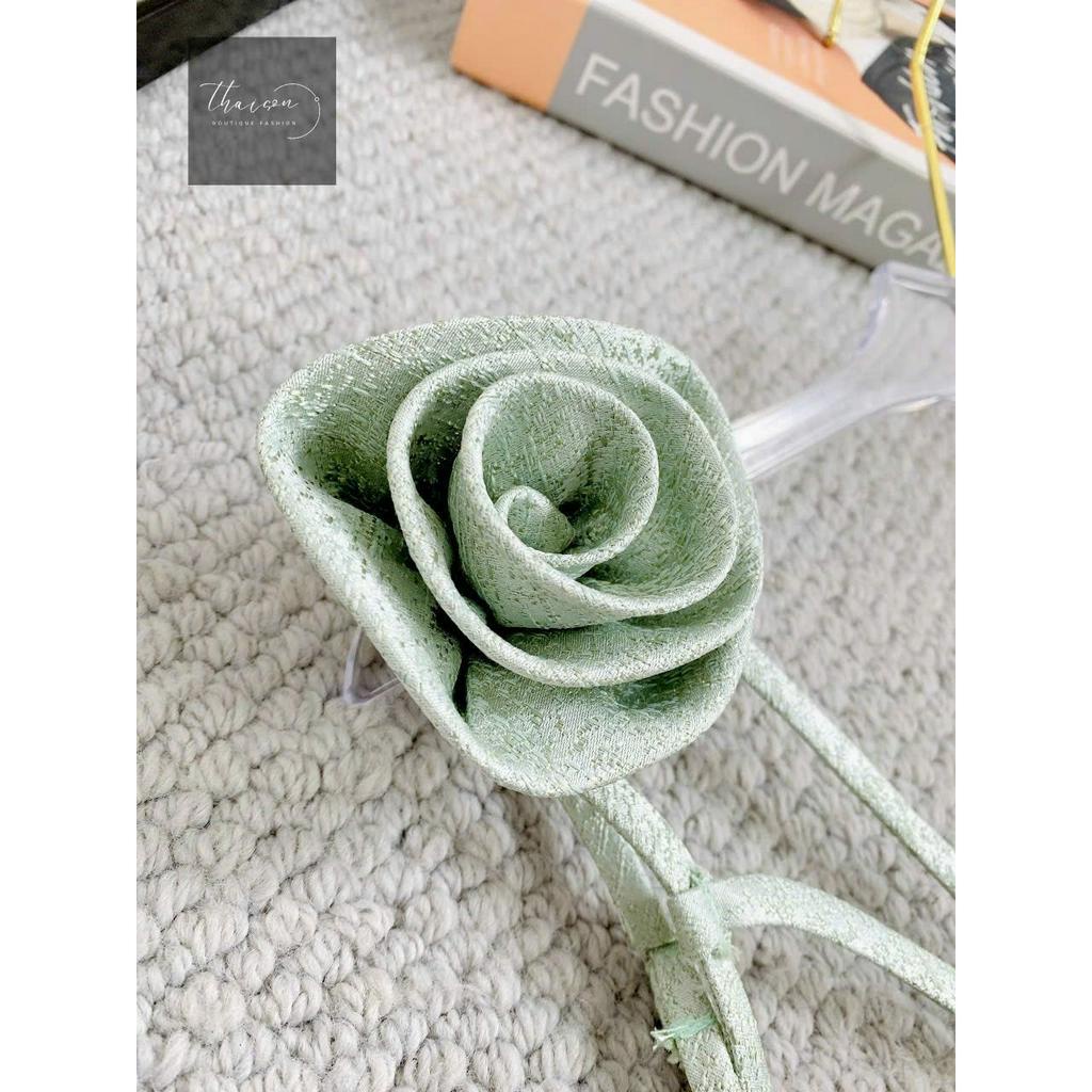 Ảnh Thật - Váy Taffa gấm phối dây đệm ngực sang chảnh TS