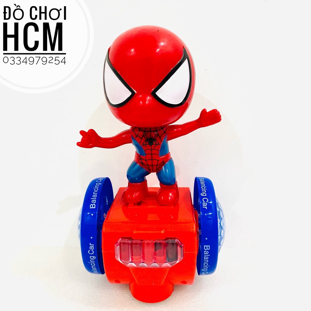 Đồ chơi siêu nhân nhên Spider man/ Doremon đi xe cân bằng có đèn nhạc, di chuyển thông minh QF083