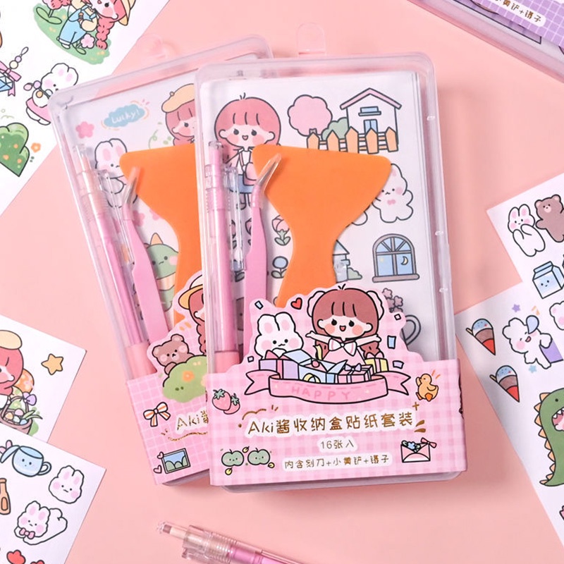 Bộ 16 Tờ Sticker Hoạt Hình Dán Trang Trí