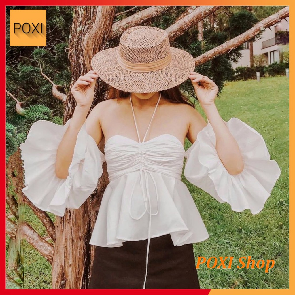 [ẢNH THẬT] Áo Li Ngực Rớt Vai Dáng Baby Doll (TRẮNG)