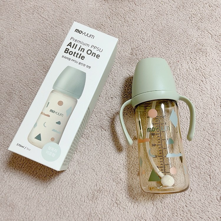 Set hút quả tạ + tay cầm bình sữa/ bình nước Moyuum 170ml&amp; 270ml Hàn Quốc kèm bộ vệ sinh - made in Korea