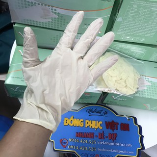 Găng tay y tế vglove khải hoàn hộp 100 cái không bột hình thật 100%