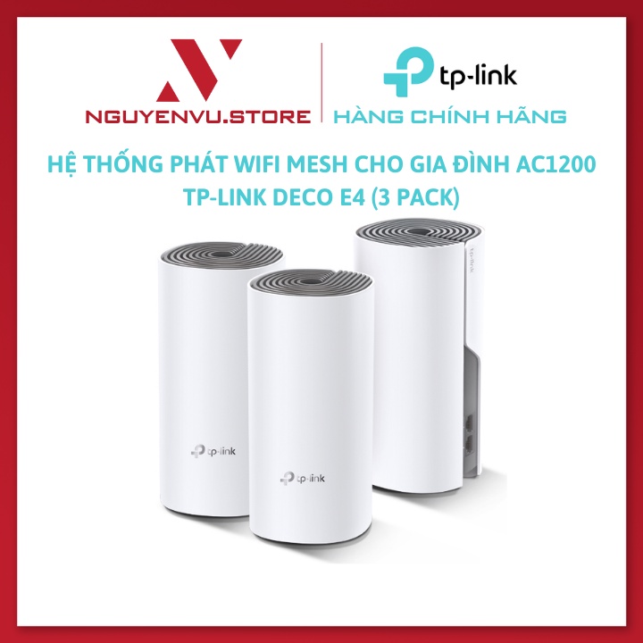 Hệ thống phát WiFi Mesh Cho Gia Đình AC1200 TP-Link DECO E4 (3 PACK) - Hàng Chính Hãng