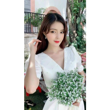 Đầm váy dạ hội, cô dâu đi bàn tà đắp chéo mặc được 2 kiểu, xòe và x.ẻ tà, đính ngọc sang trọng