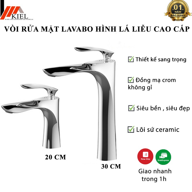 Vòi lavabo nóng lạnh cao cấp - vòi rửa mặt hình lá liễu nóng lạnh inox 304 + ( tặng kèm dây cấp) .