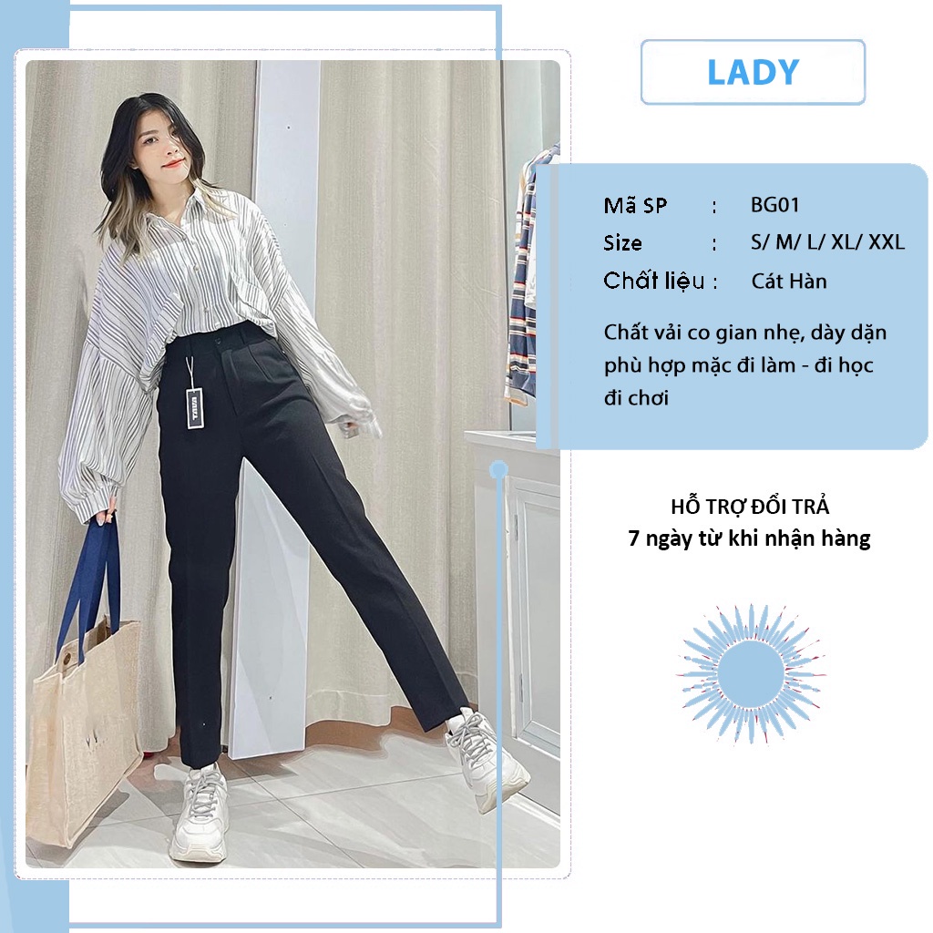 Quần vải baggy nữ lưng cao dài đẹp mặc đi học đi làm LADY BG01