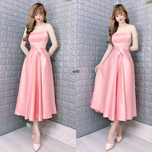 ( ẢNH VÀ VIDEO THẬT 10000% )  Đầm xoè chéo eo xếp ly 2 dây