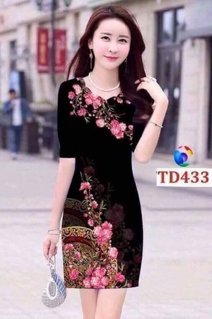 Đầm in hoa 3D cao cấp