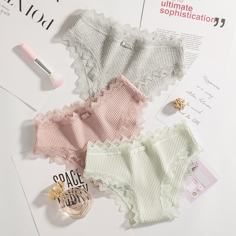 Quần Lót Cotton Cạp Ren Nâng Mông Xuất Nhật