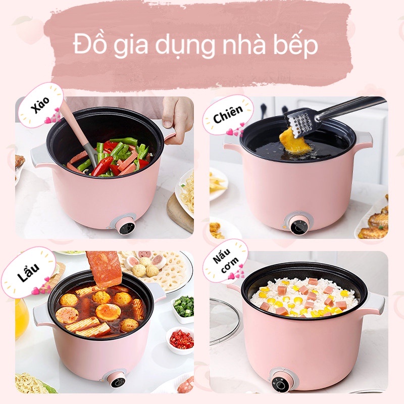 Nồi điện mini  đa năng 1.5L, Nồi chống dính cao cấp, chiên xào rán hấp, nấu cơm