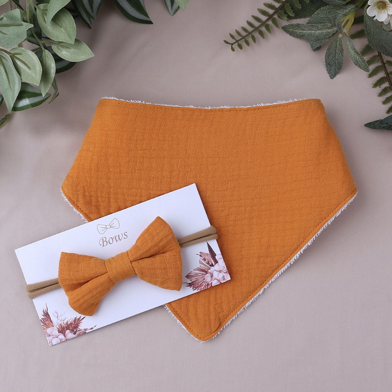 Băng Đô Bandana Vải Cotton Mềm Màu Trơn Đính Nơ Xinh Xắn Cho Bé Sơ Sinh