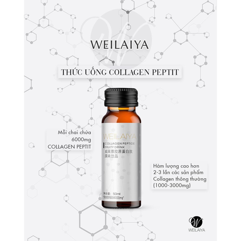 Collagen Nước Kháng Đường Weilaiya Chính Hãng Collagen Uống Chống Lão Hóa Giữ Mãi Thanh Xuân Hộp 8 Chai 50ml (Sẵn SLL)