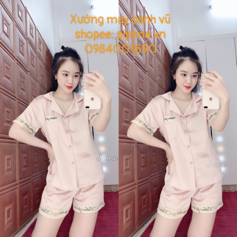 -Bộ Lụa Chữ Ký Tay Cộc Quần Đùi-Chất Đẹp & video thật