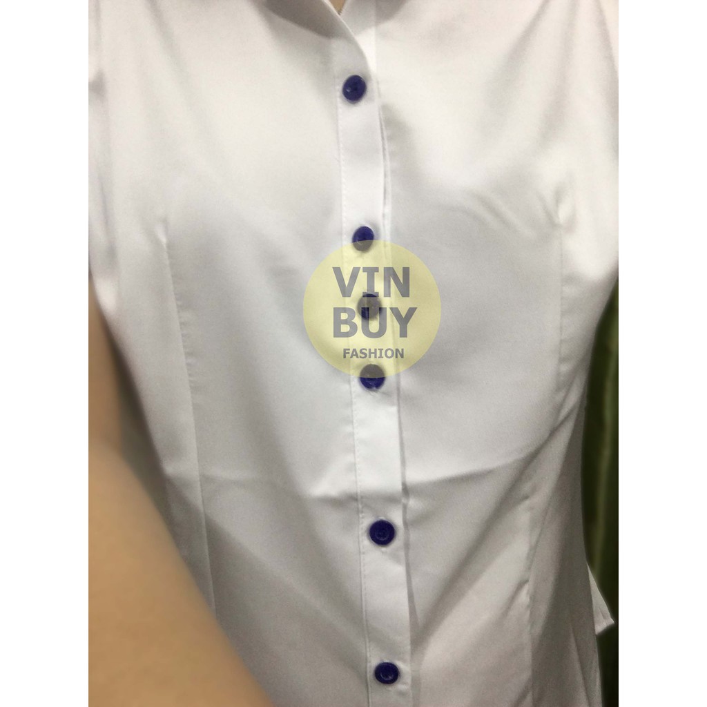 Áo sơ mi trắng tay ngắn, thiết kế 3 nút áo ngăn hở ngực | BigBuy360 - bigbuy360.vn