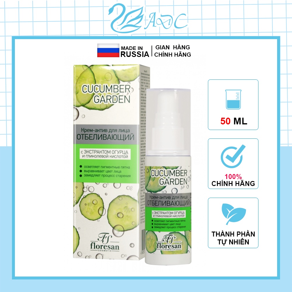 Kem dưỡng trắng da mặt Floresan Cucumber Garden chiết xuất dưa leo, dung tích 50ml