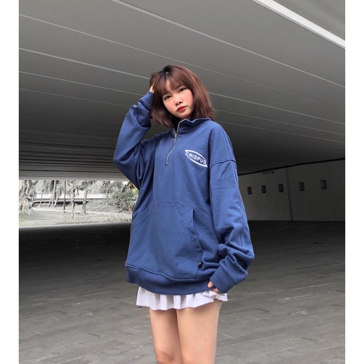 ÁO HALF ZIP SIMPLE XANH