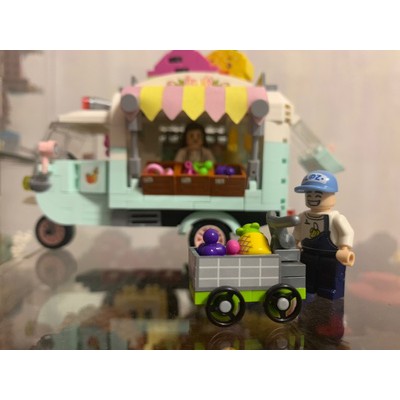 Đồ chơi lắp ráp Lego xe Tuktuk bán hoa quả LOZ mini Food Truck