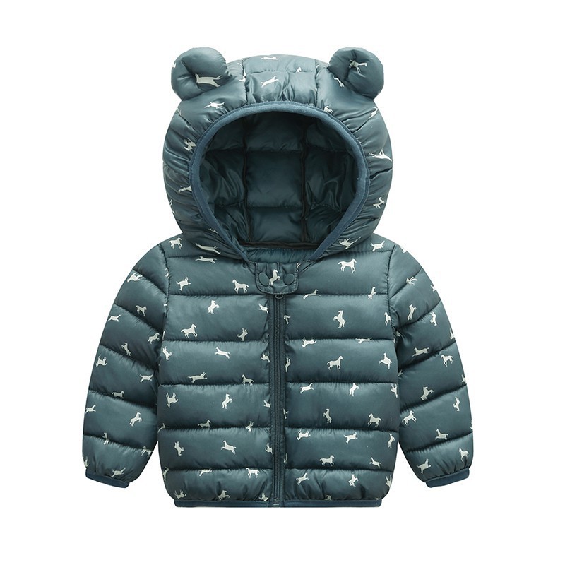 Áo khoác tay dài có nón in họa tiết xinh xắn thời trang dành cho trẻ em