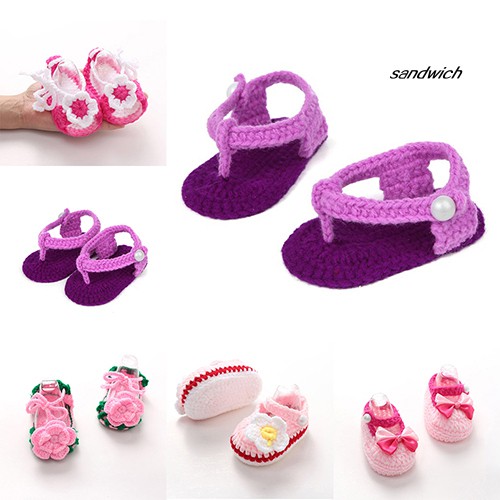 Đôi giày dệt kim cotton tập đi xinh xắn dành cho bé gái sơ sinh