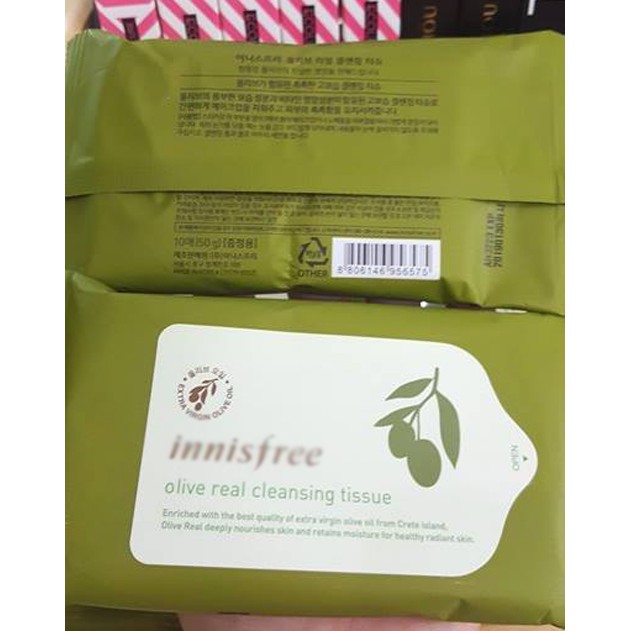 Khăn Giấy Tẩy Trang Innisfree Olive Real Cleansing Tissue