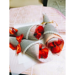 BÓ HOA HỒNG SÁP 3 BÔNG KIỂU DÁNG HÀN QUỐC
