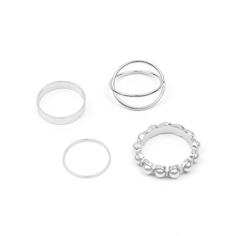 Bộ 4 Nhẫn Vàng Đính Ngọc Trai Thiết Kế Thanh Lịch