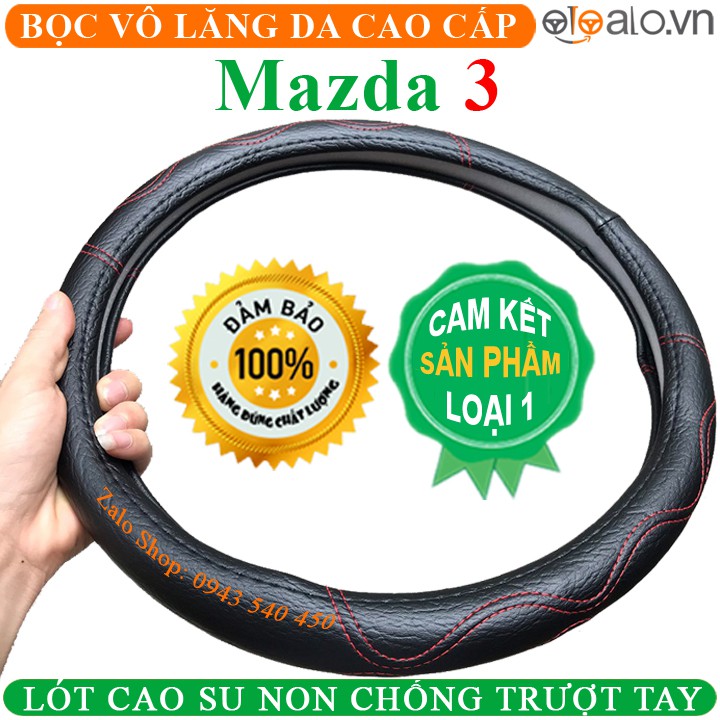 Bọc Vô Lăng Da Xe Mazda 3 Lót Cao Su Non Cao Cấp Chống Trượt Tay | OTOALO