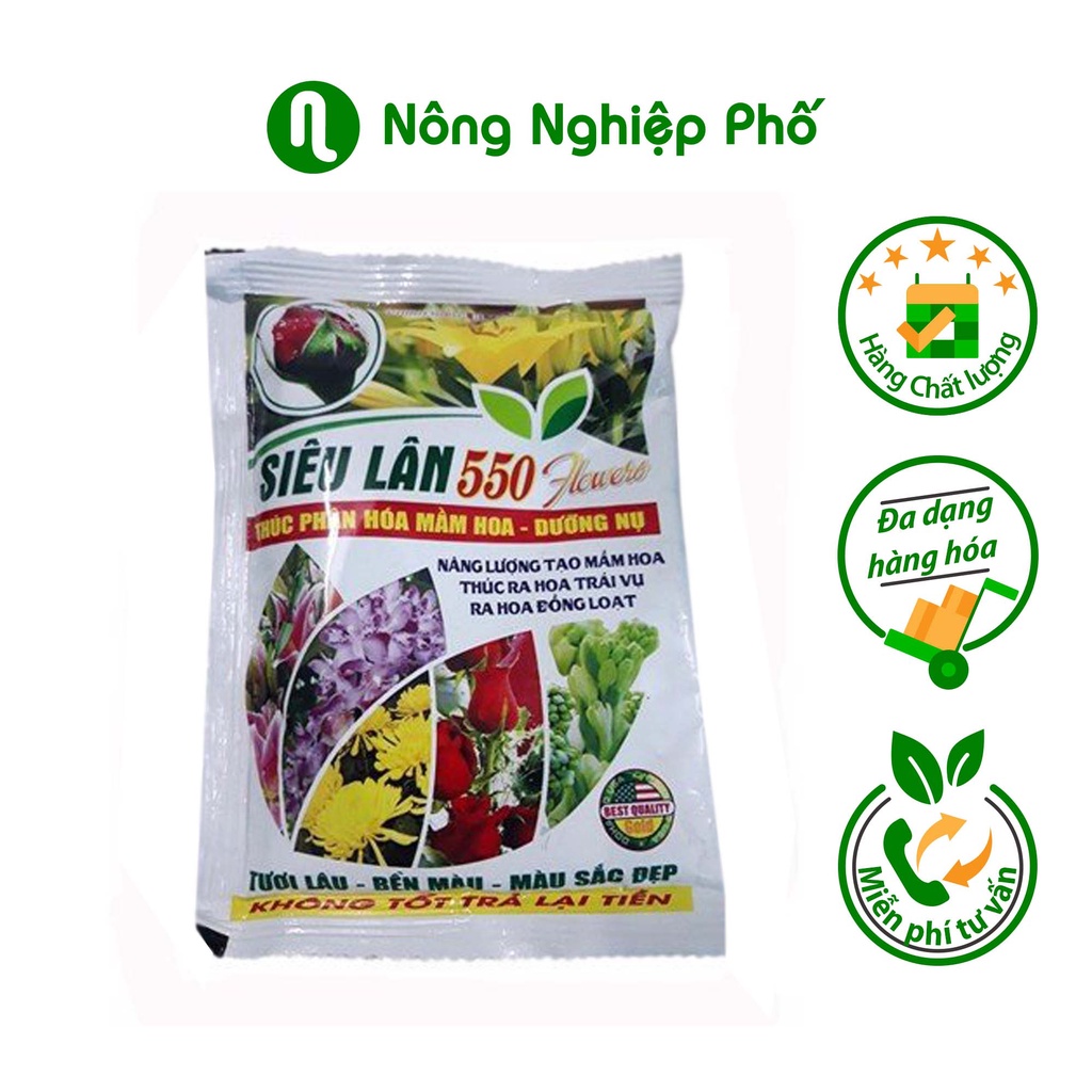 Phân Bón Siêu Lân 550 FLOWERS 10-55-10 Thúc Ra Hoa Trái Vụ, Hạ Phèn, Giải Độc, Ra Rễ Gói 100 Gram