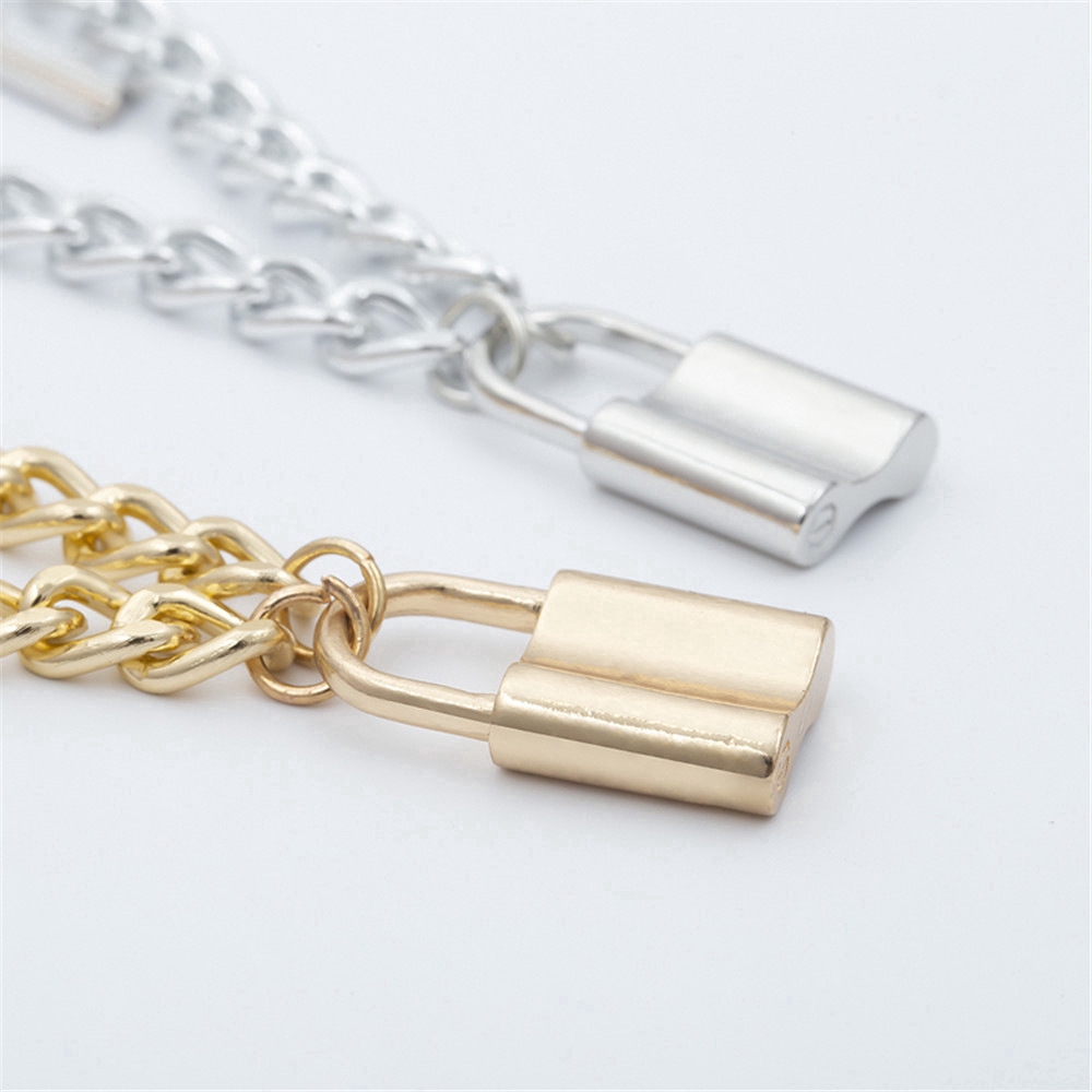 fashion woman retro Charm Double Layer Personality Key Lock Pendant Chain Necklace Accessories