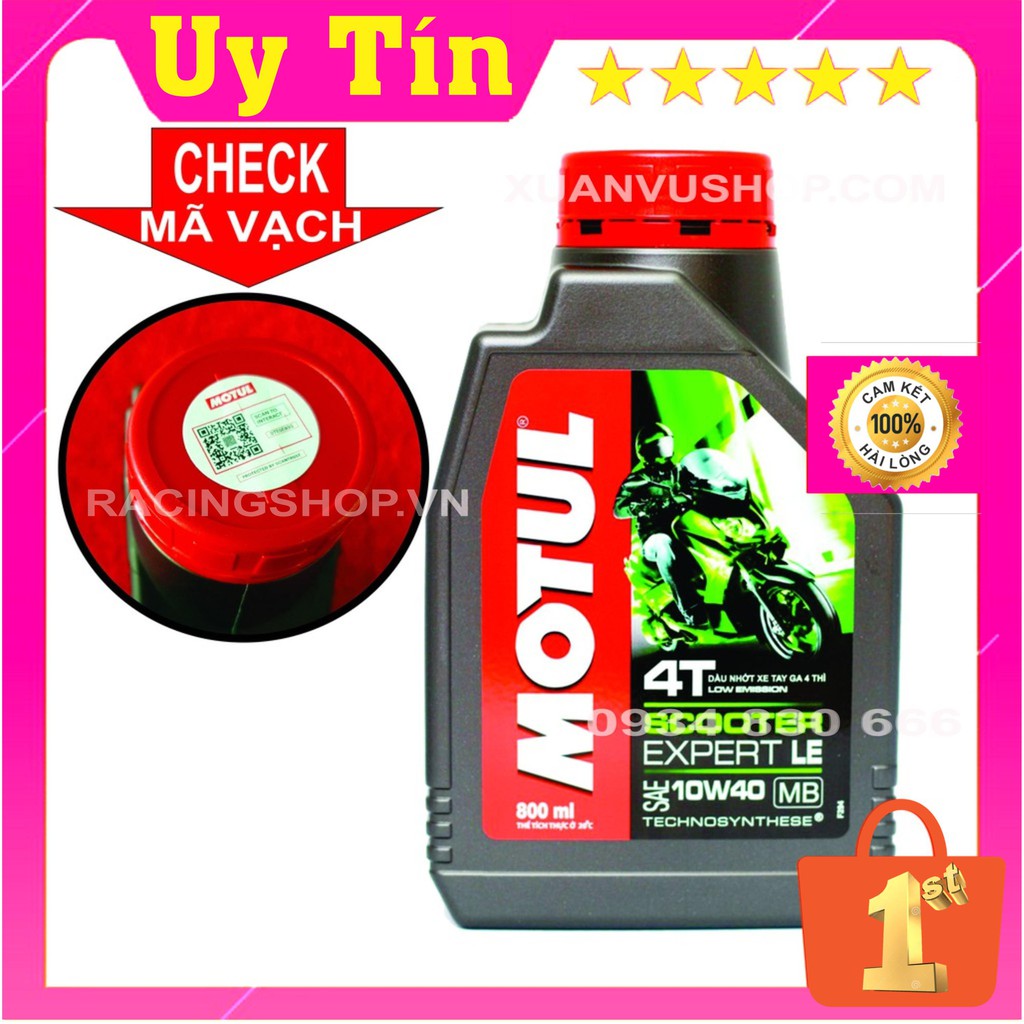 Nhớt Xe Tay Ga MOTUL SCOOTER EXPERT LE 800ML - Êm Xe Nhẹ Máy - CHECK MÃ VẠCH -