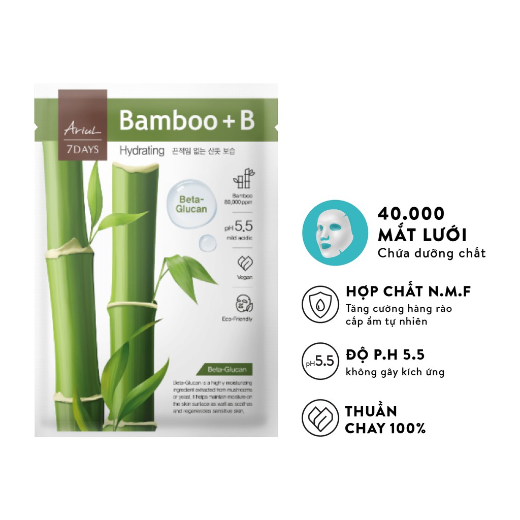 Combo 10 mặt nạ 7 ngày Ariul 7 Days Mask (Chiết xuất nước tre) 23ml x 10