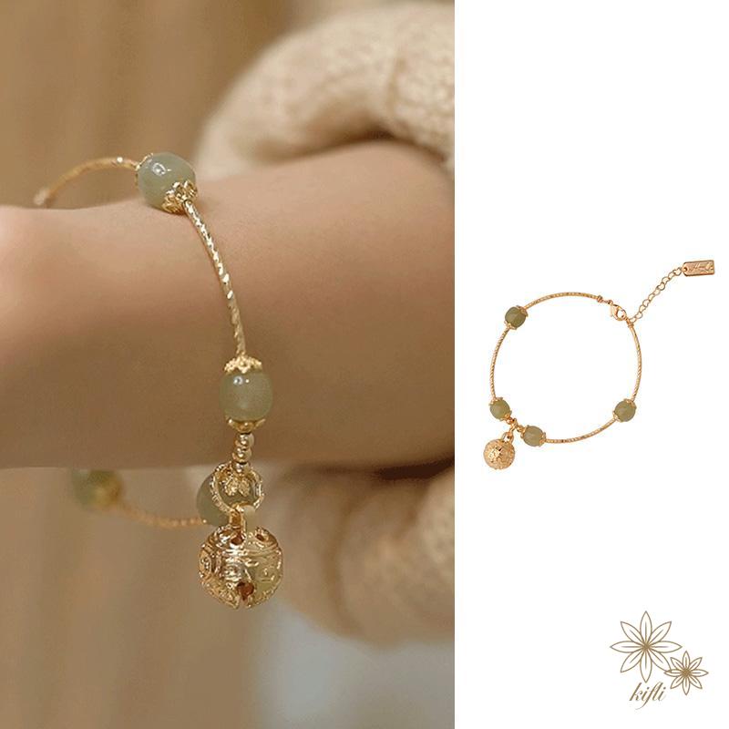 【kifli】Vòng Tay Chuỗi Hạt Mạ Vàng Đính Chuông Hợp Kim Thời Trang Cho Nữ