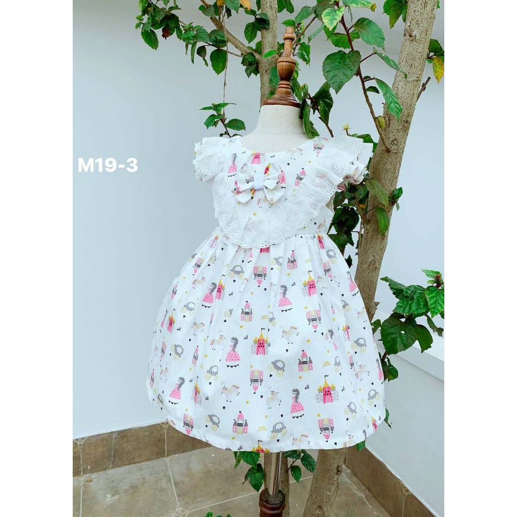 Đầm Bé Gái Họa Tiết Phối Ren Màu Trắng Size từ 8-30kg 💖 Váy Sofia Phối Ren Thêu Cao Cấp Cho Bé Gái