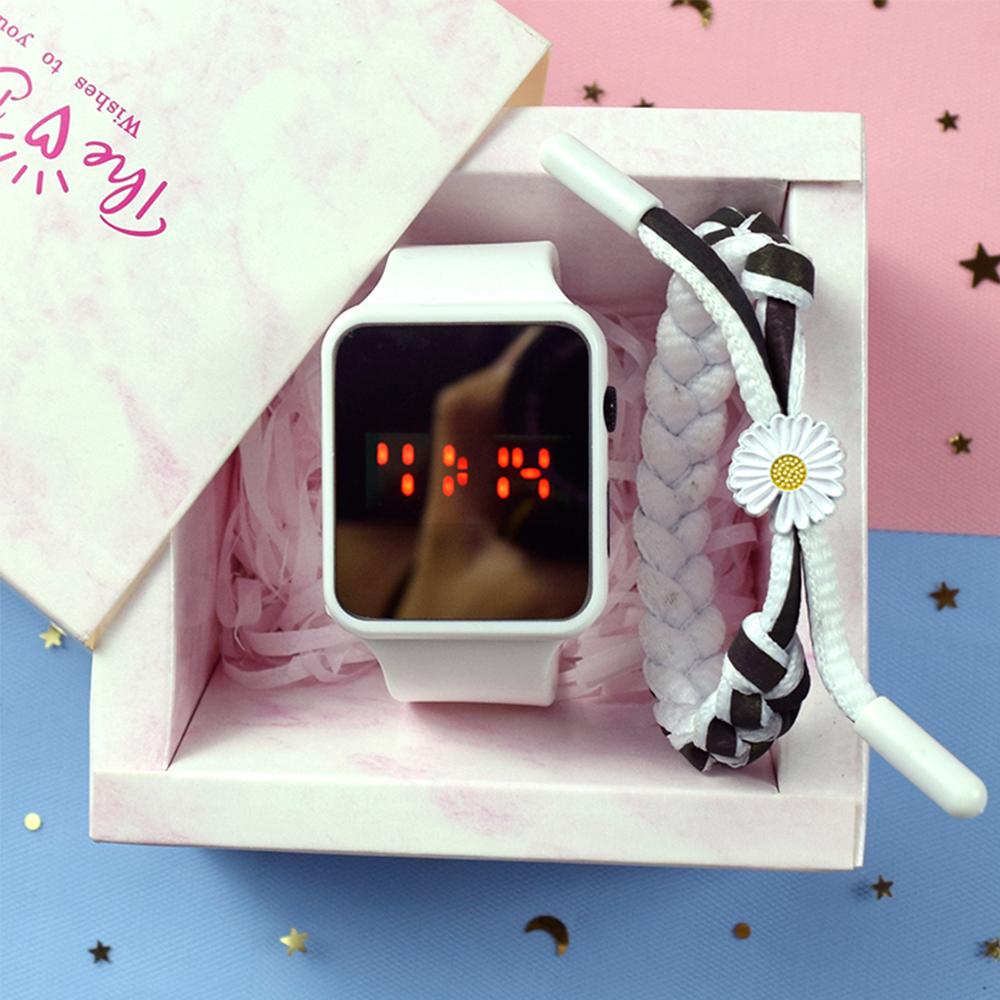 Đồng Hồ Điện Tử Dây Silicone Chống Thấm Nước Hiện Có Đèn LED 8 Màu