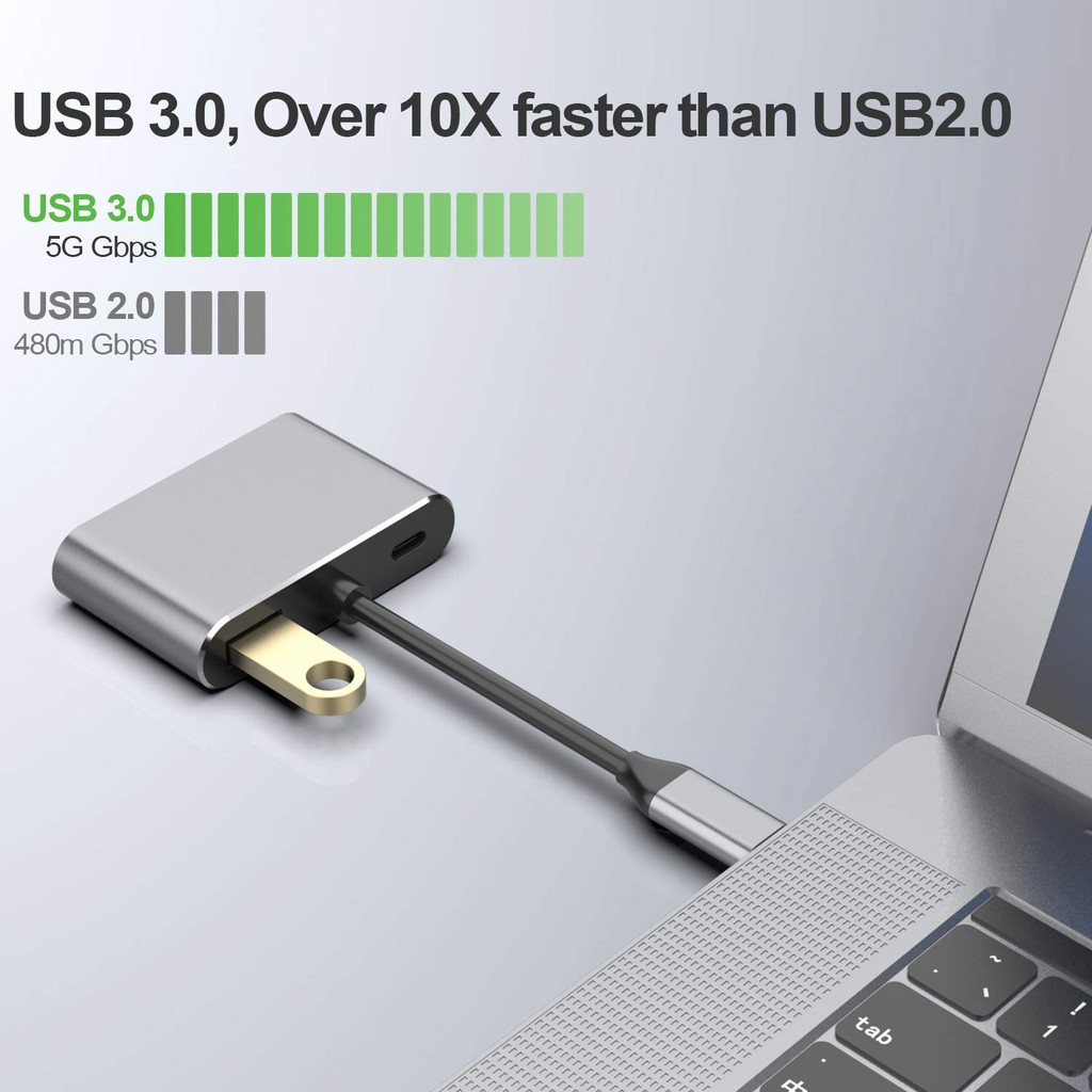 Cáp chuyển đổi USB Type C to HDMI + VGA + USB 3.0 + USB C 4in1 dùng cho Macbook, Samsung DEX