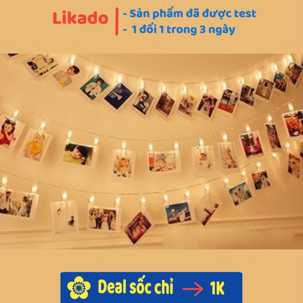 Đèn led trang trí dây kẹp ảnh đèn led nhiều kích thước nhiều màu dùng pin /điện