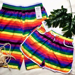 Bộ áo Quần đi biển cây dừa Mẫu DÉP CẦU VỒNG dễ thương vải cotton mềm mịn thoáng mát phù hợp đi biển