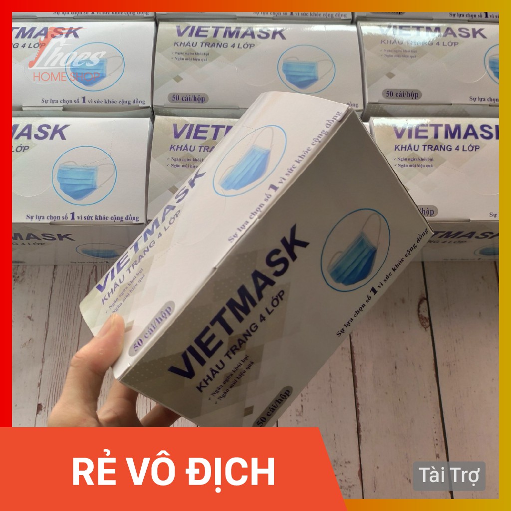 Hộp 50 Chiếc Khẩu Trang 4 Lớp VIETMASK - Trắng - Hàng có sẵn