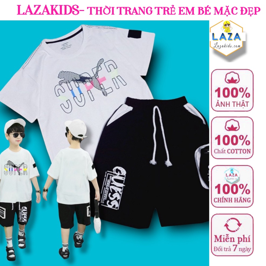 Sét bé trai sành điệut 25kg-70kg size cồ đại phong cách HIPHOP mùa hè năng động in NEWRAP chất vải mát thun cotton 100%
