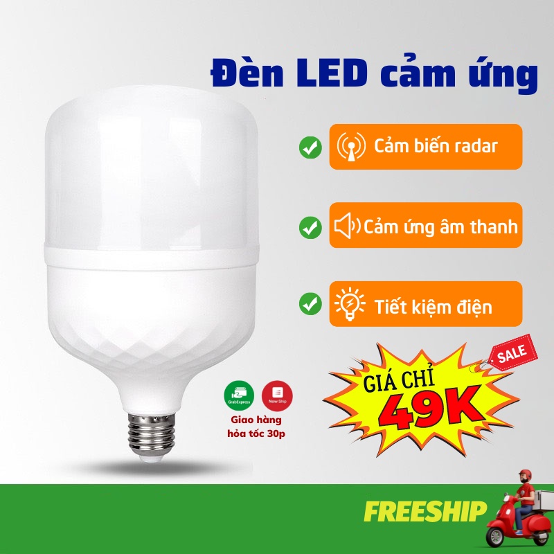 Bóng Đèn LED Cảm Biến Tự Động Sáng Khi Có Người Siêu Tiết Kiệm Điện Năng Đèn Led Akio