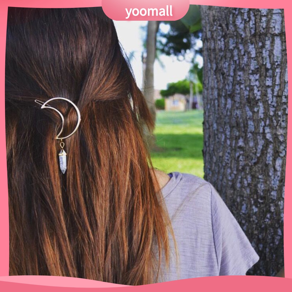 Kẹp Tóc Kim Loại Hình Mặt Trăng Khuyết Phong Cách Cổ Điển