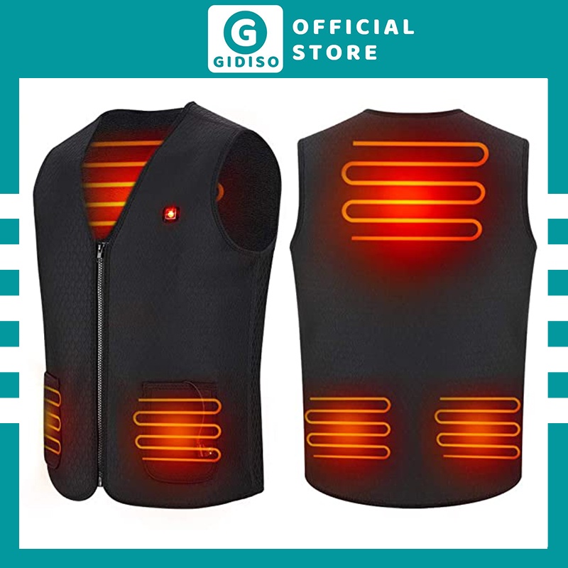 Áo ghi lê sưởi ấm dùng pin dự phòng, Có điều chỉnh nhiệt độ từ 45 độ đến 65 độ - GIDISO