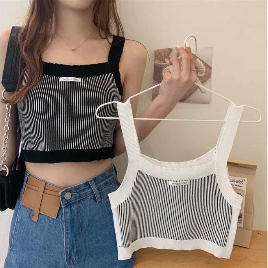 Áo Croptop Sát Nách Hoạ Tiết Kẻ Sọc Thời Trang Mùa Hè