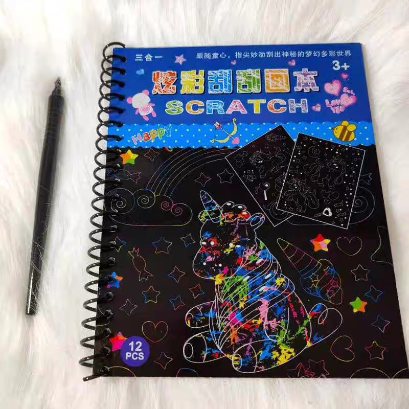 Đồ chơi giáo dục - tranh cạo ma thuật màu đen thú vị cho bé