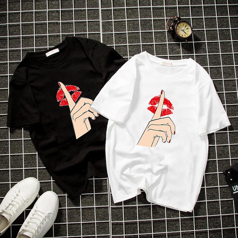 Áo thun tay lỡ cử chỉ im lặng vải dày mịn 2020T3019