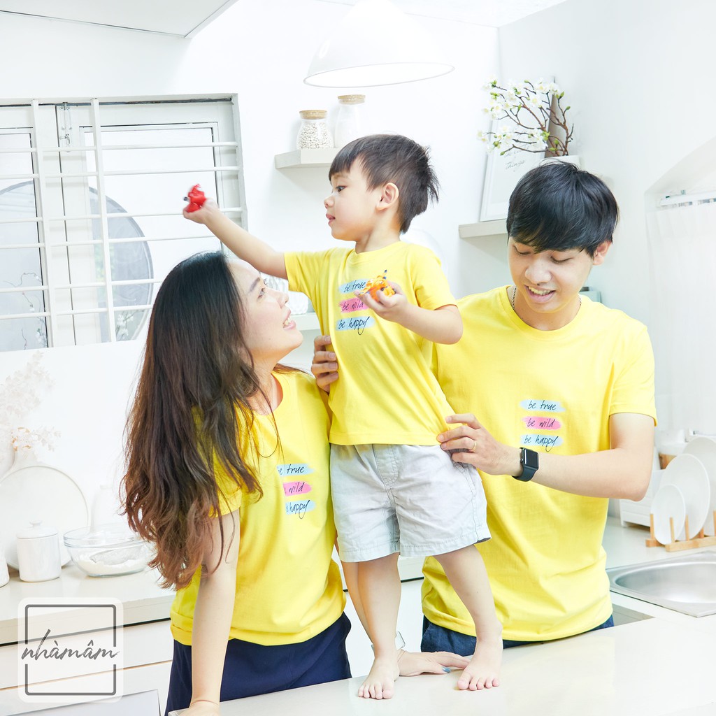 Áo Thun Gia Đình cotton 100% (Ảnh,Video Thật) - Mẫu Happy