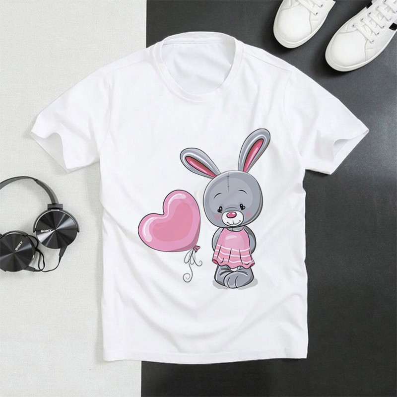 Áo thun Unisex Cotton - Thỏ rabbit catoon bong bóng